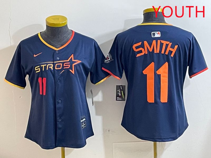 Youth Houston Astros #11 Smith Blue three generations Joint Name Nike 2025 MLB Jersey style 5->youth mlb jersey->Youth Jersey